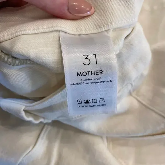 Mother Denim The Elbow Grease‎ Roller Sneak in Antique White Wide Leg size 31